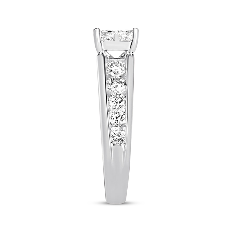 Main Image 2 of Previously Owned Diamond Engagement Ring 1-7/8 ct tw Princess & Round-cut 14K White Gold