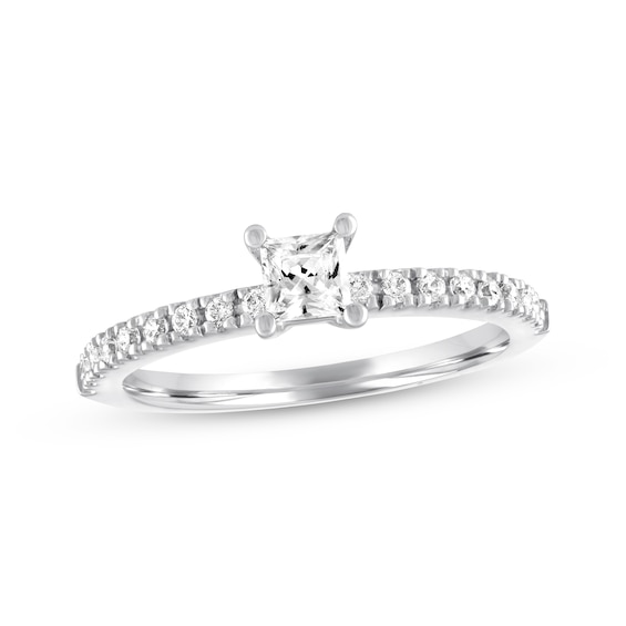 Previously Owned Diamond Engagement Ring 1/2 ct tw Princess & Round-cut 14K White Gold