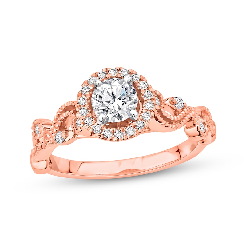 Main Image 1 of Previously Owned Diamond Engagement Ring 5/8 ct tw Round-cut 14K Two-Tone Gold