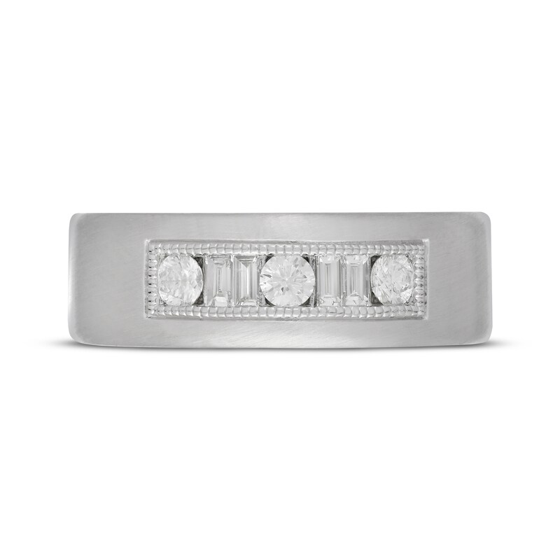 Main Image 3 of Previously Owned Neil Lane Men's Diamond Wedding Band 1/2 ct tw Round/Baguette 14K White Gold
