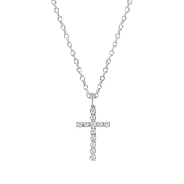 Previously Owned Diamond Cross Necklace 1/4 ct tw Round-cut 10K White Gold