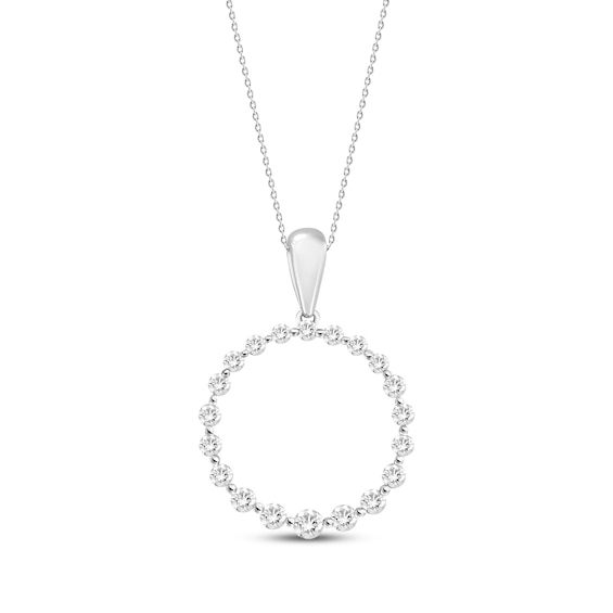 Previously Owned Diamond Circle Necklace 1/4 ct tw Round-cut 10K White Gold 18"