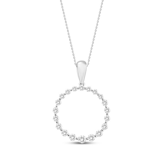 Previously Owned Diamond Circle Necklace 1/4 ct tw Round-cut 10K White Gold 18"