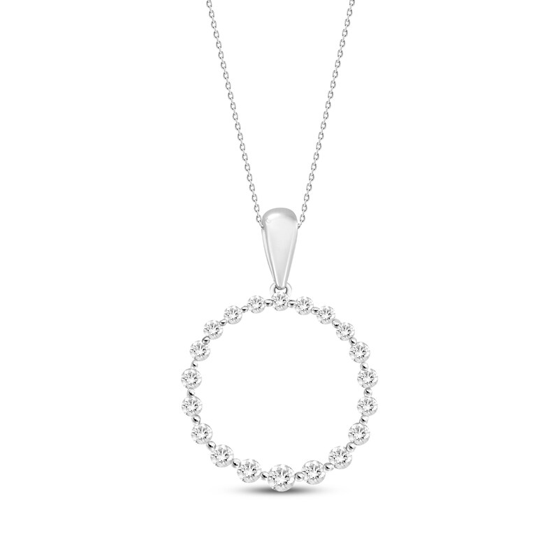 Main Image 1 of Previously Owned Diamond Circle Necklace 1/4 ct tw Round-cut 10K White Gold 18&quot;