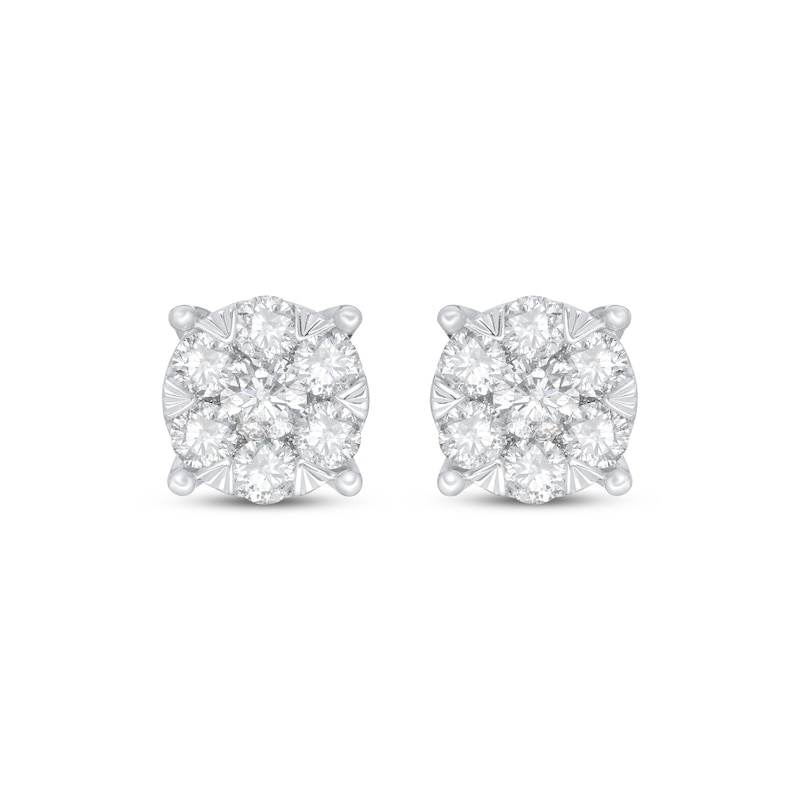 Main Image 2 of Previously Owned Diamond Fashion Stud Earrings 1 1/2 ct tw Round-cut 10K White Gold