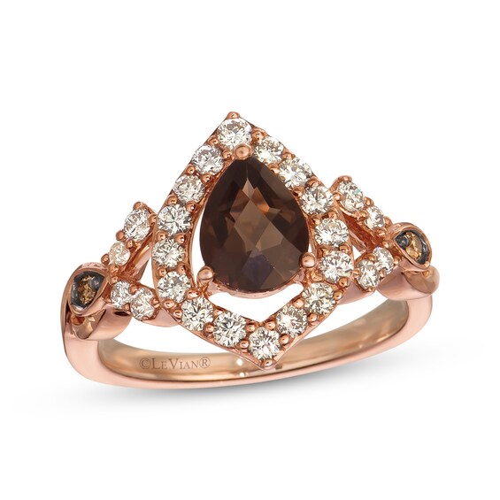 Previously Owned Le Vian Chocolate Quartz Ring 5/8 ct tw Diamonds 14K Strawberry Gold