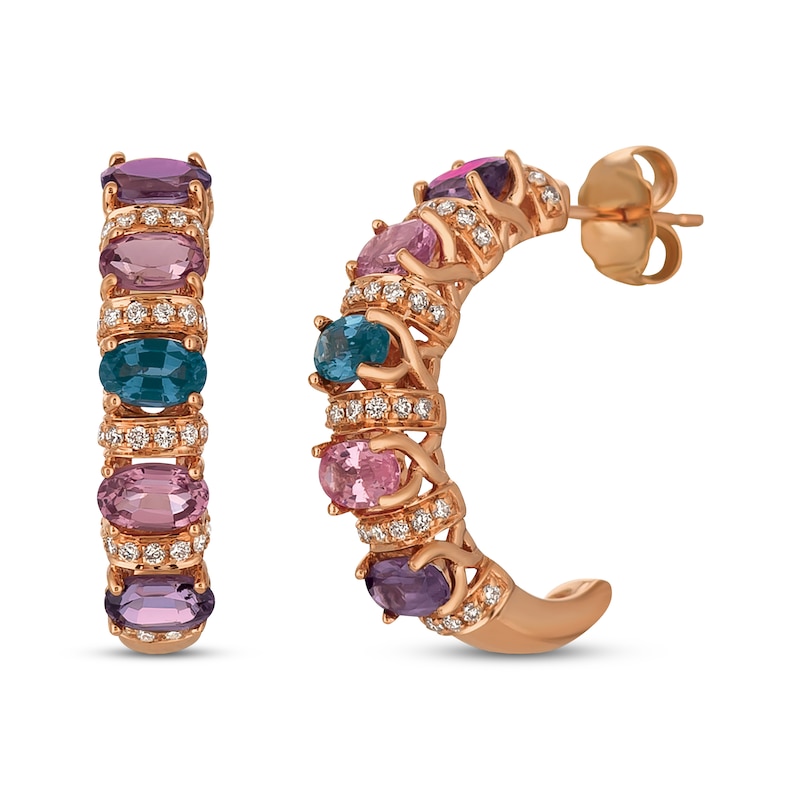 Previously Owned Le Vian Multi-Color Spinel Earrings 1/3 ct tw Diamonds 14K Strawberry Gold