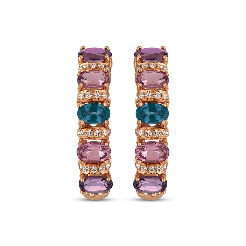 Previously Owned Le Vian Multi-Color Spinel Earrings 1/3 ct tw Diamonds 14K Strawberry Gold