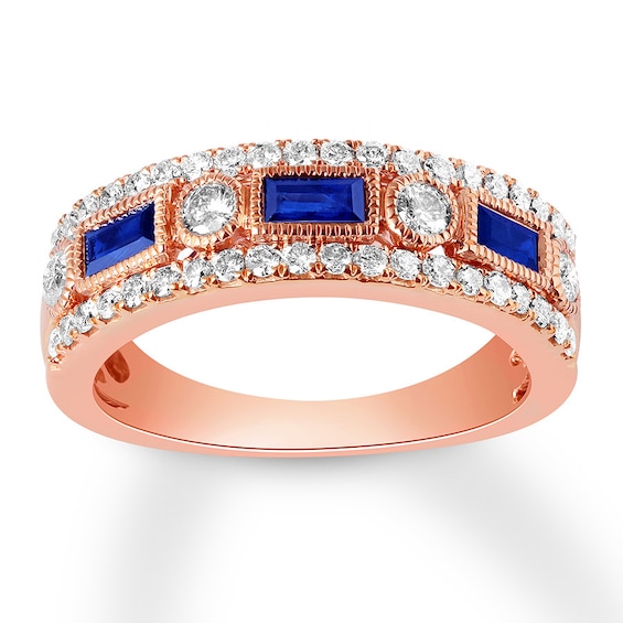Previously Owned Sapphire Anniversary Band 1/2 ct tw Diamonds 14K Rose Gold