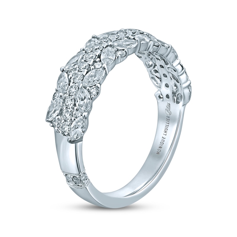 Previously Owned Monique Lhuillier Bliss Diamond Wedding Band 1-1/4 ct tw Round & Marquise-cut 18K White Gold
