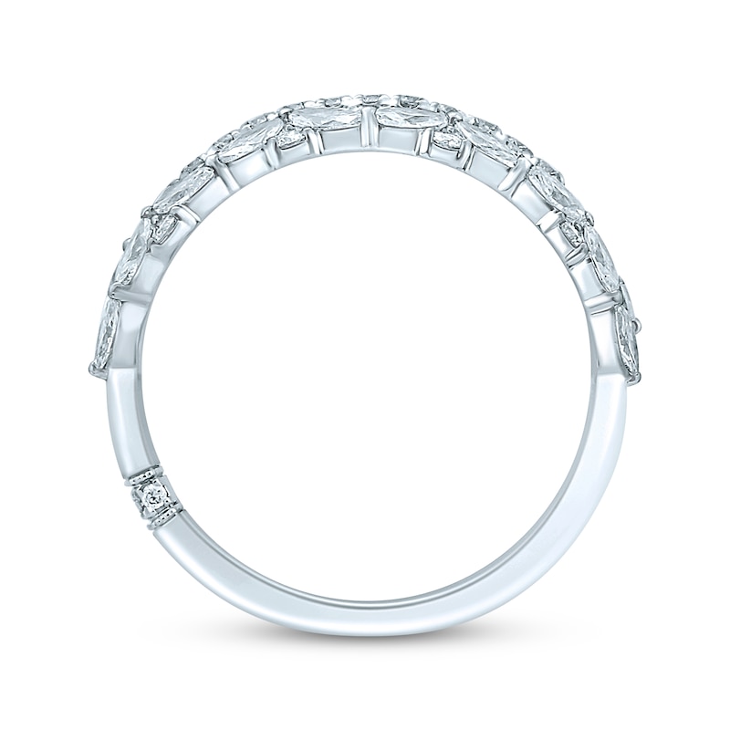 Previously Owned Monique Lhuillier Bliss Diamond Wedding Band 1-1/4 ct tw Round & Marquise-cut 18K White Gold