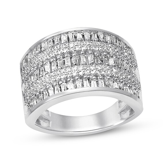 Previously Owned Diamond Ring 3/4 ct tw Round/Baguette 10K White Gold