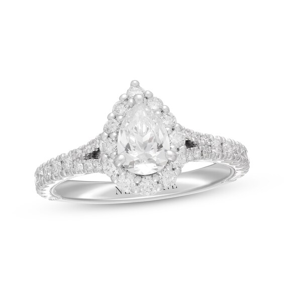 Previously Owned Neil Lane Diamond Engagement Ring 1-3/8 ct tw Pear & Round-cut 14K White Gold
