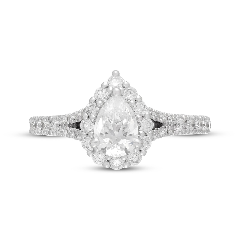 Previously Owned Neil Lane Diamond Engagement Ring 1-3/8 ct tw Pear & Round-cut 14K White Gold