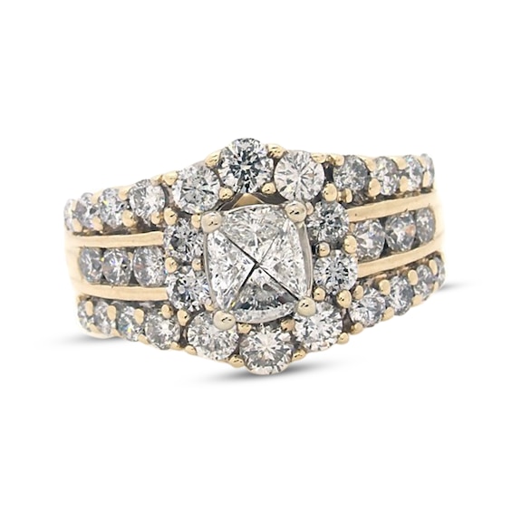 Previously Owned Engagement Ring 2 ct tw Cushion & Round-cut Diamonds 14K Yellow Gold