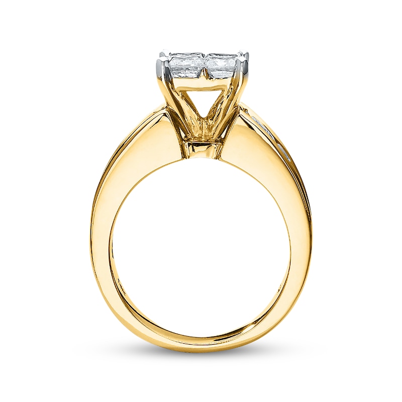 Previously Owned Diamond Engagement Ring 2-1/2 ct tw Princess/Round-cut 14K Yellow Gold
