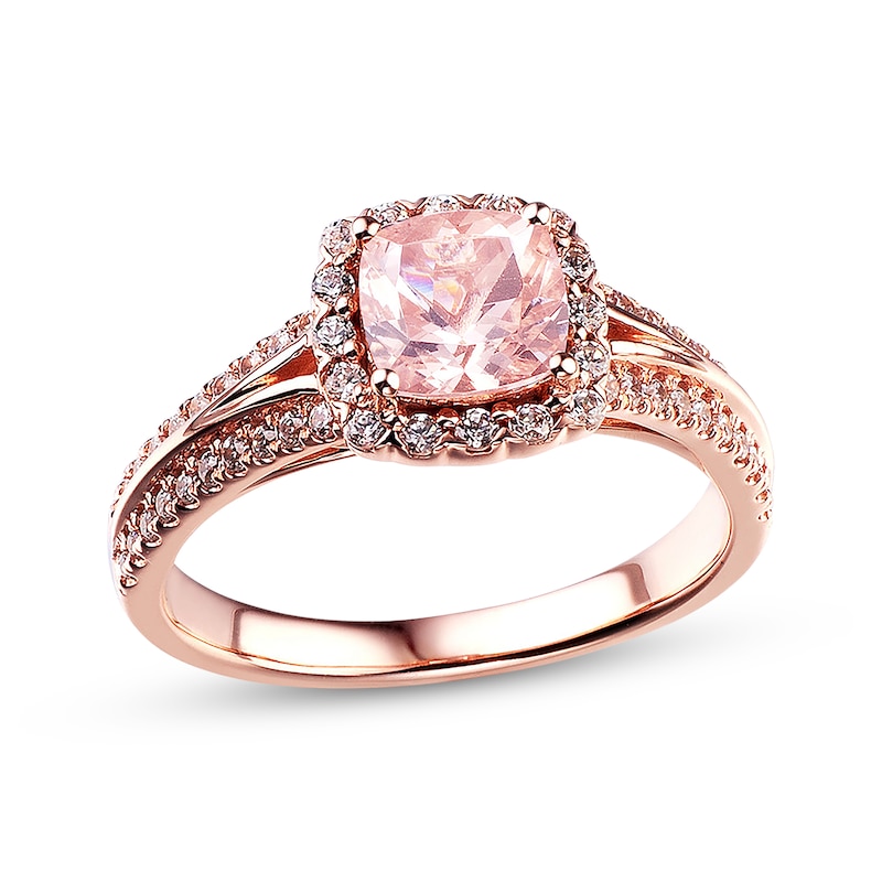 Previously Owned Morganite Engagement Ring 3/8 ct tw Round-cut Diamonds 14K Rose Gold