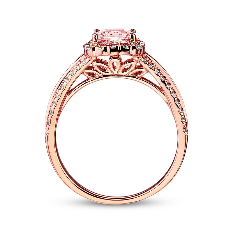 Previously Owned Morganite Engagement Ring 3/8 ct tw Round-cut Diamonds 14K Rose Gold