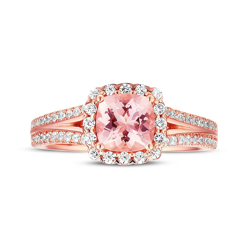 Previously Owned Morganite Engagement Ring 3/8 ct tw Round-cut Diamonds 14K Rose Gold