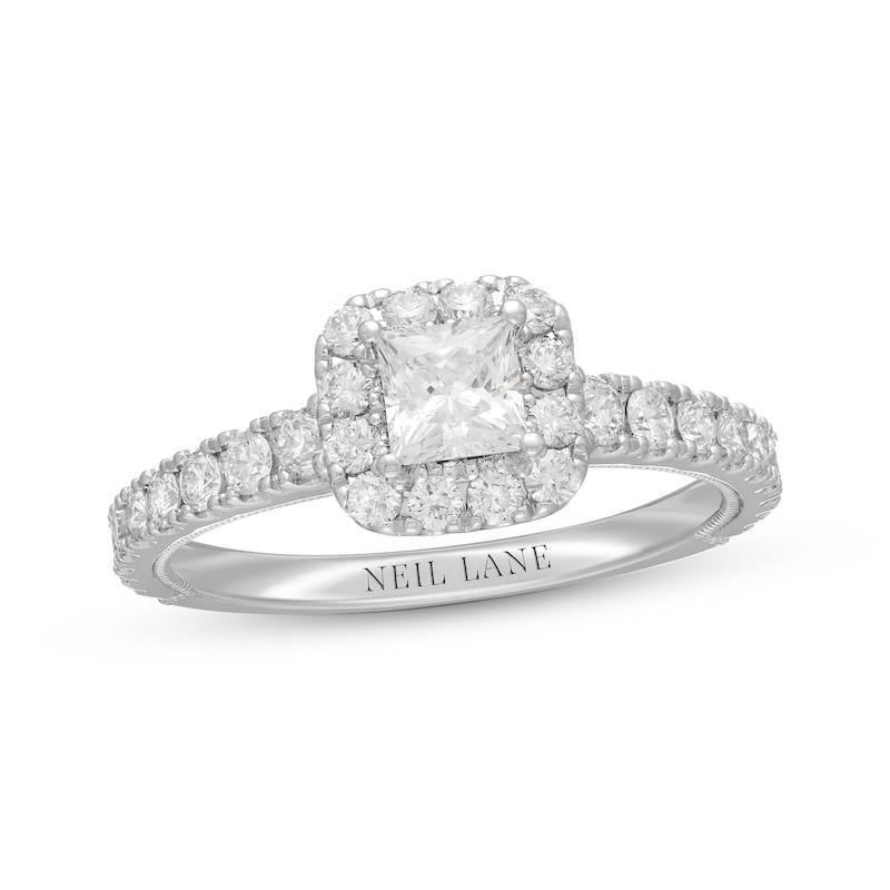 Main Image 1 of Previously Owned Neil Lane Diamond Engagement Ring 1-1/8 ct tw Princess & Round-cut 14K White Gold
