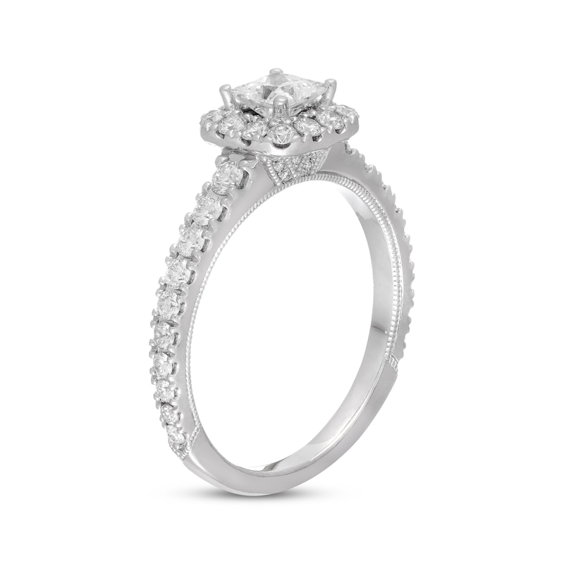 Previously Owned Neil Lane Diamond Engagement Ring 1-1/8 ct tw Princess & Round-cut 14K White Gold