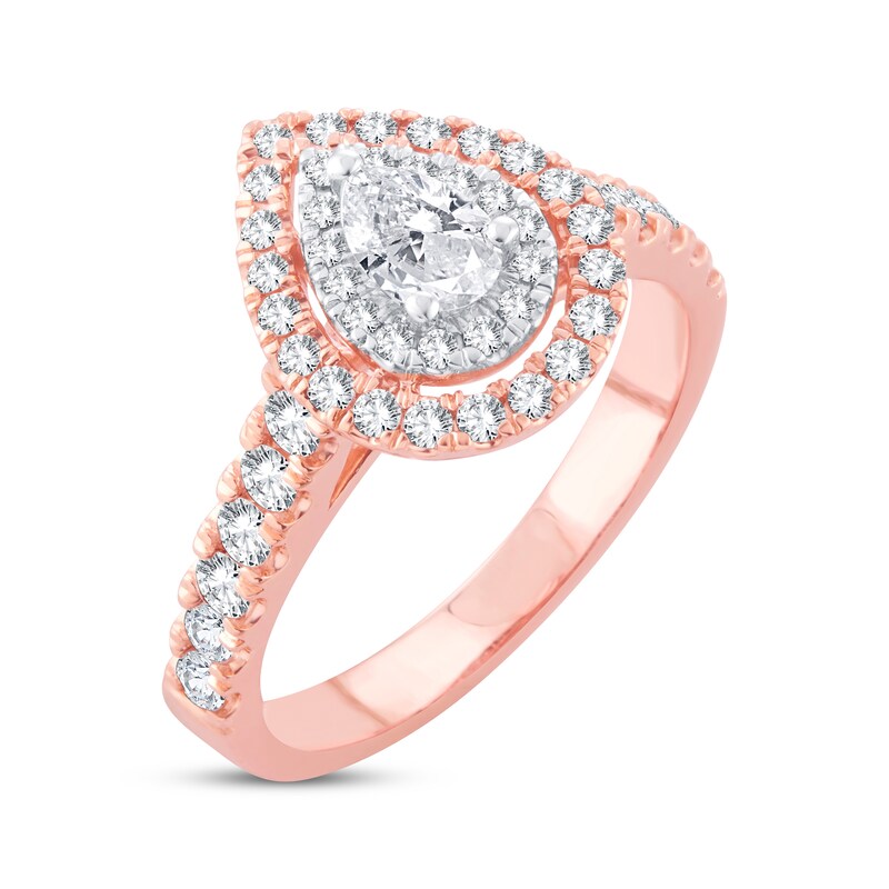 Previously Owned Diamond Engagement Ring 1 ct tw Pear & Round 14K Rose Gold