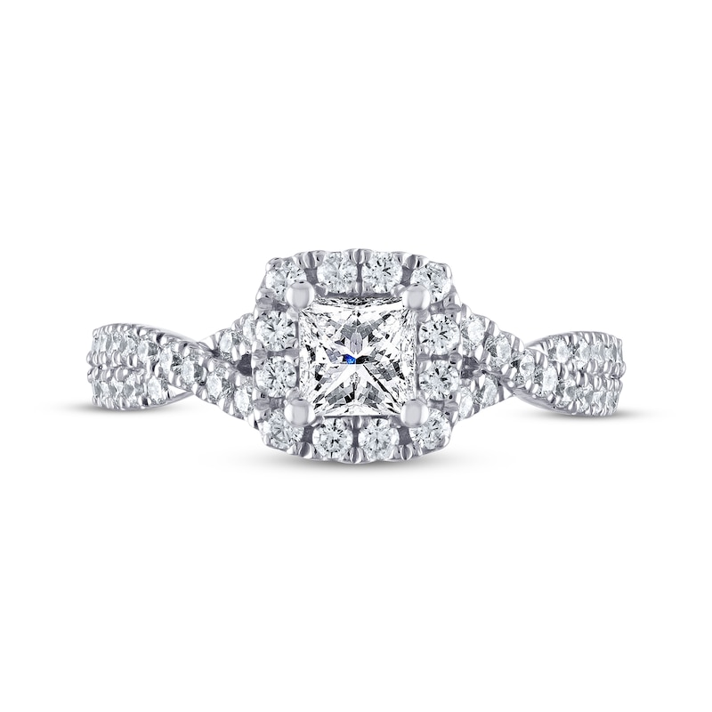 Previously Owned THE LEO Diamond Engagement Ring 7/8 ct tw Princess & Round-cut 14K White Gold