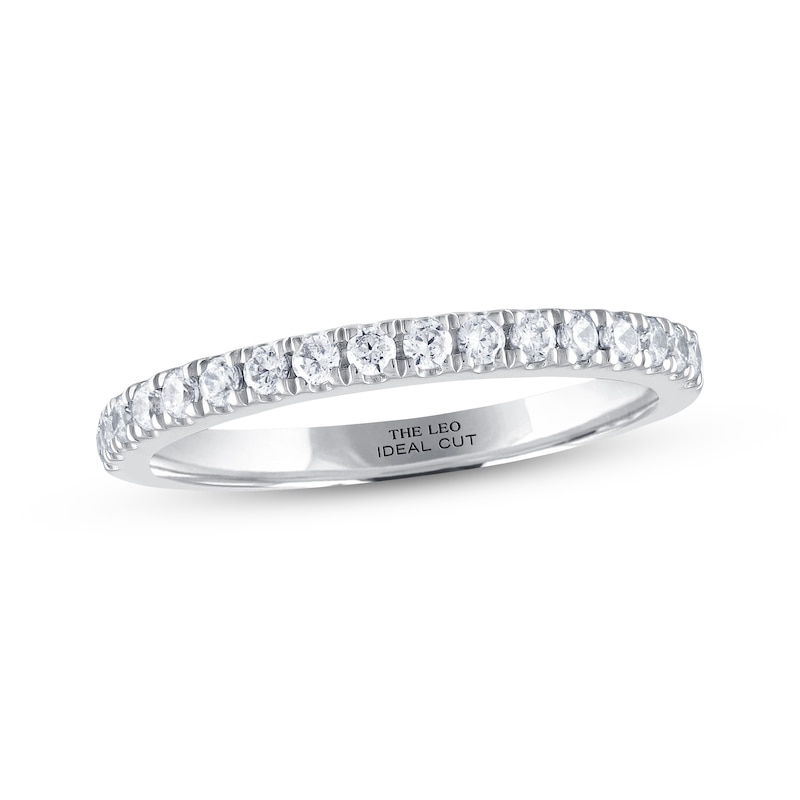 Main Image 1 of Previously Owned THE LEO Ideal Cut Diamond Wedding Band 1/3 ct tw Round-cut 14K White Gold