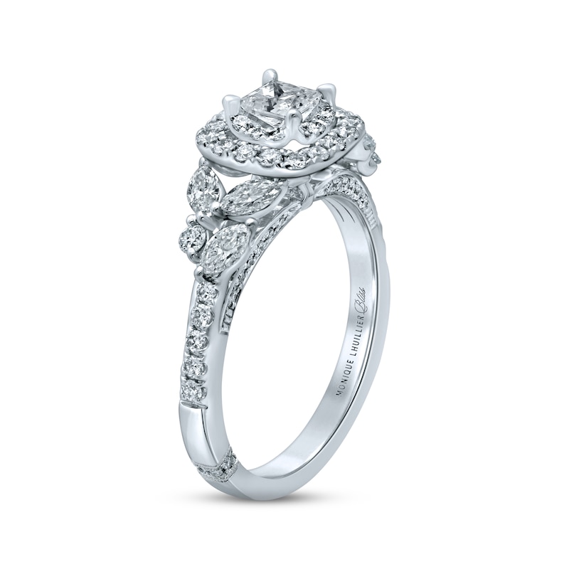 Main Image 2 of Previously Owned Monique Lhuillier Bliss Diamond Engagement Ring 1-1/6 ct tw Princess, Marquise & Round-cut 18K White Gold