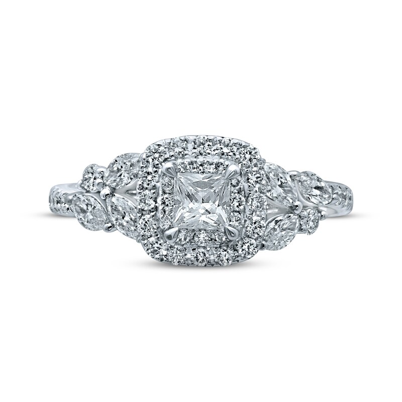 Previously Owned Monique Lhuillier Bliss Diamond Engagement Ring 1-1/6 ct tw Princess, Marquise & Round-cut 18K White Gold