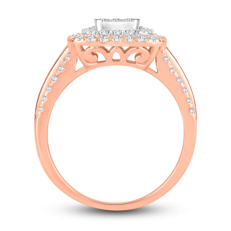 Main Image 2 of Previously Owned Multi-Diamond Engagement Ring 1 ct tw Princess & Round 10K Two-Tone Gold