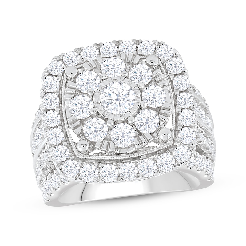Main Image 1 of Previously Owned Multi-Diamond Engagement Ring 4 ct tw Round & Baguette-cut 10K White Gold