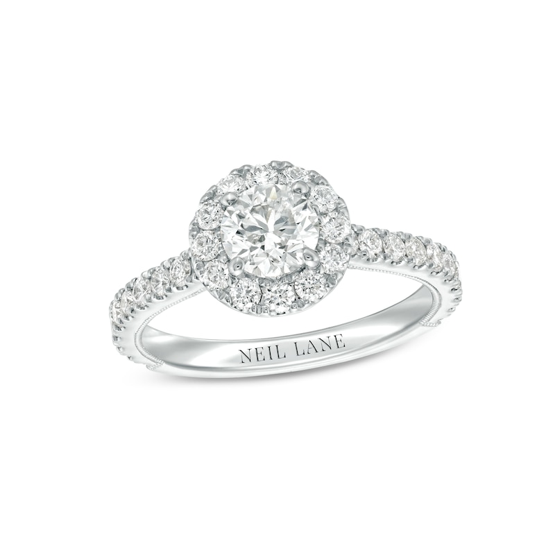 Main Image 1 of Previously Owned Neil Lane Premiere Round Diamond Engagement Ring 1-3/8 ct tw 14K White Gold Size 5.5