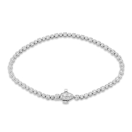 Previously Owned Forever Connected Diamond Bracelet 1 ct tw Pear & Round-cut 10K White Gold
