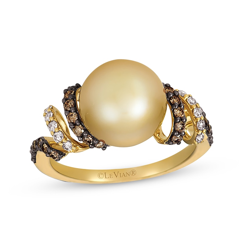 Previously Owned Le Vian Cultured Pearl Ring 3/8 ct tw Diamonds 14K Honey Gold