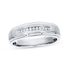 Thumbnail Image 1 of Previously Owned Men's Diamond Wedding Band 1/10 ct tw Round-cut 10K White Gold