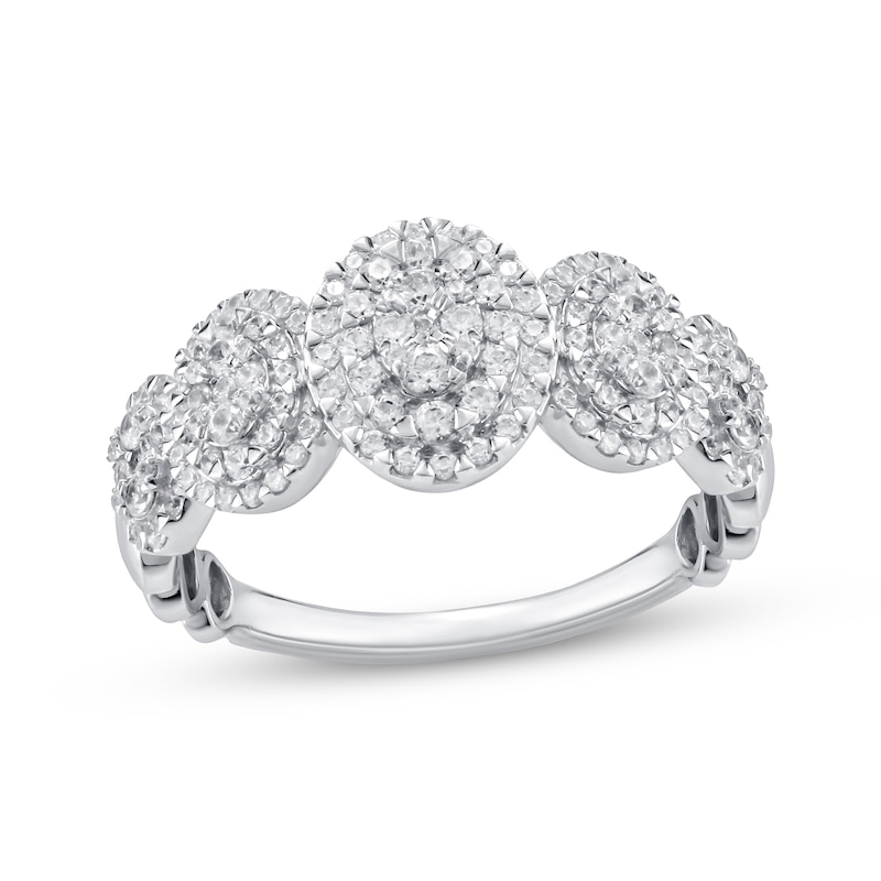 Main Image 1 of Previously Owned Diamond Fashion Ring 1 ct tw Round-cut 10K White Gold