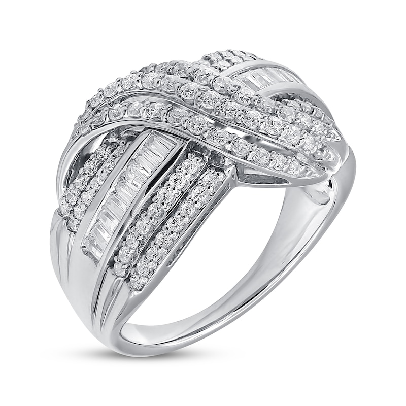 Main Image 2 of Previously Owned Diamond Fashion Ring 1 ct tw Round/Baguette 10K White Gold