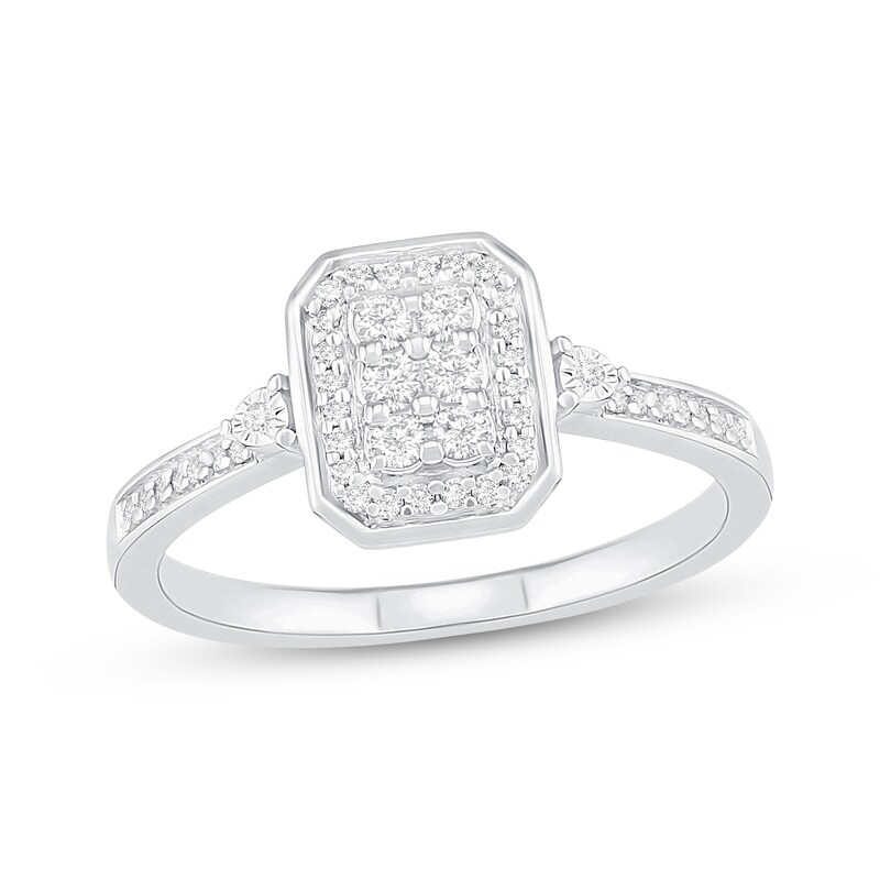 Main Image 1 of Previously Owned Diamond Long Cushion Ring 1/4 ct tw Round-cut Sterling Silver