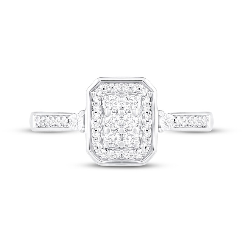 Main Image 2 of Previously Owned Diamond Long Cushion Ring 1/4 ct tw Round-cut Sterling Silver