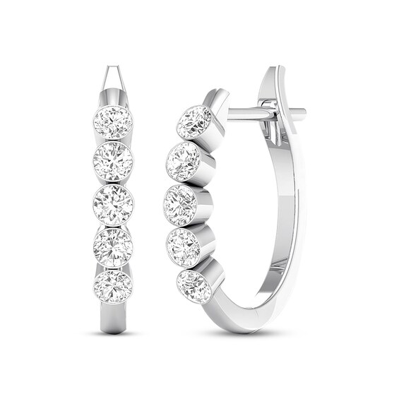 Previously Owned Diamond Hoop Earrings 1 ct tw Round 14K White Gold