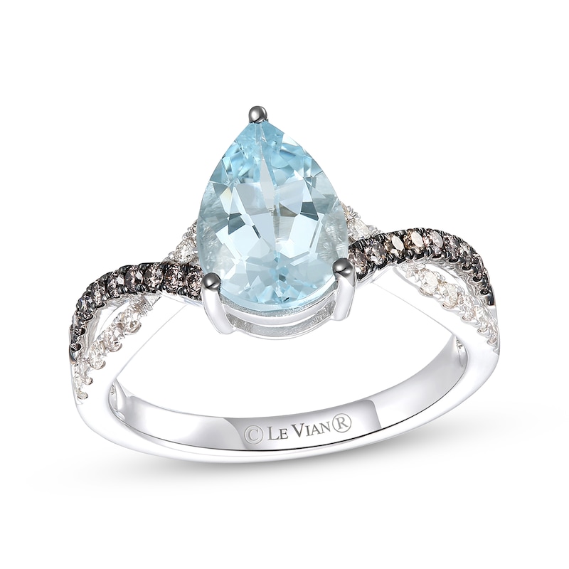 Main Image 1 of Previously Owned Le Vian Aquamarine Ring 1/3 ct tw Diamonds 14K Vanilla Gold