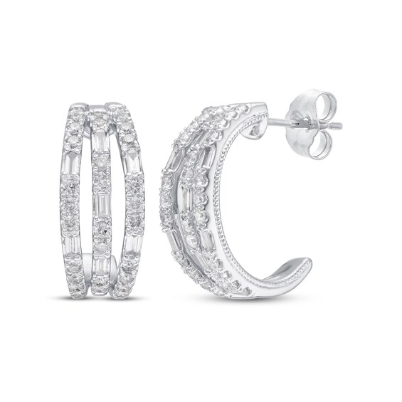 Previously Owned Neil Lane Diamond Hoop Earrings 1 ct tw 14K White Gold