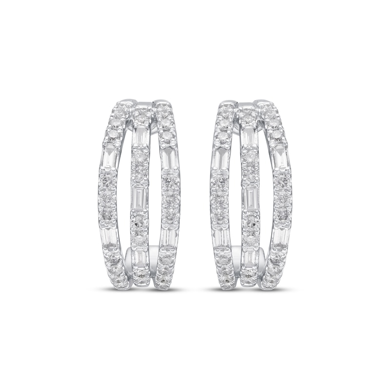 Main Image 2 of Previously Owned Neil Lane Diamond Hoop Earrings 1 ct tw 14K White Gold