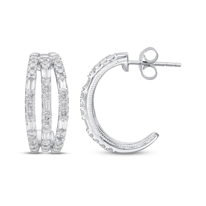 Main Image 3 of Previously Owned Neil Lane Diamond Hoop Earrings 1 ct tw 14K White Gold