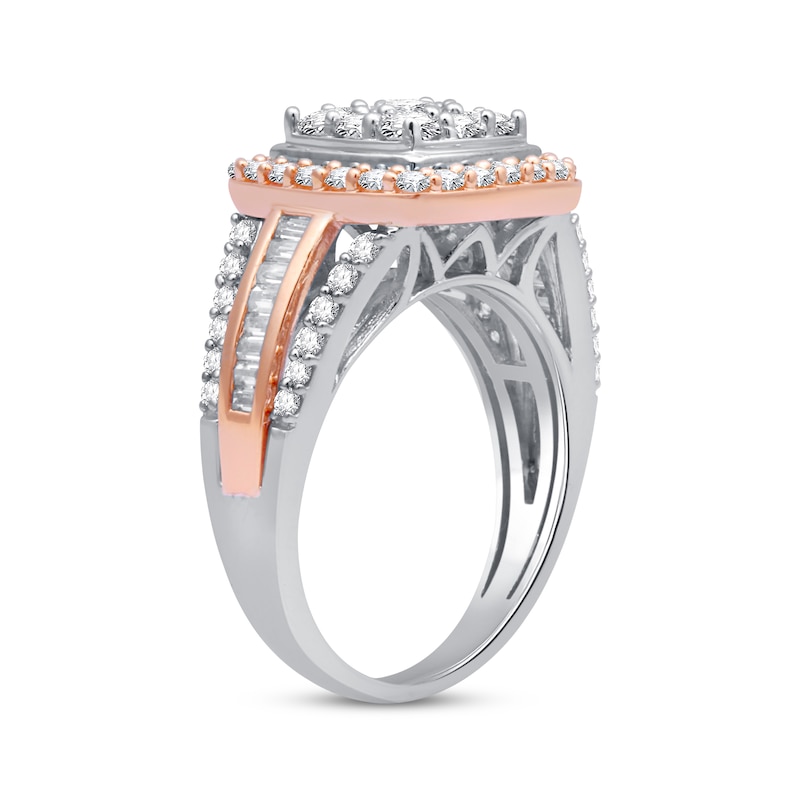 Main Image 2 of Previously Owned Diamond Engagement Ring 1-1/2 ct tw Round & Baguette-cut 10K Two-Tone Gold