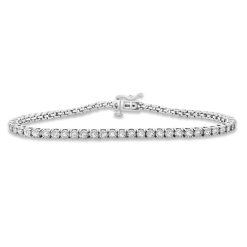 Previously Owned Diamond Bracelet 1 ct tw Round-cut 10K White Gold 7.25" Length