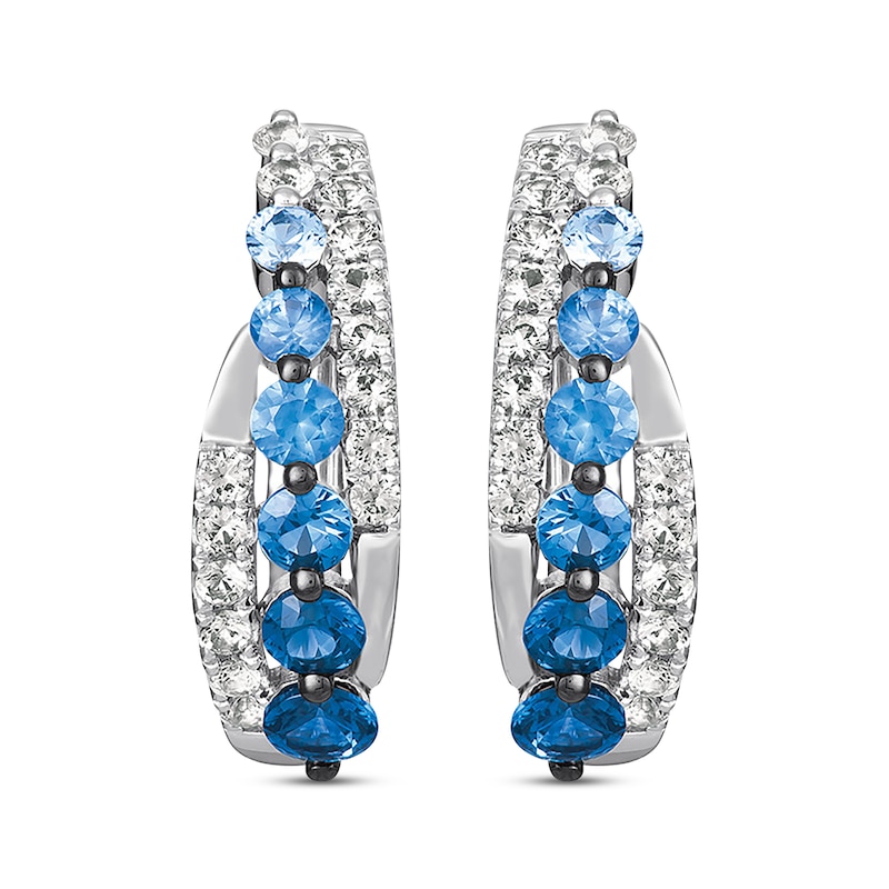 Main Image 2 of Previously Owned Le Vian Denim Ombre Hoop Earrings 14K Vanilla Gold