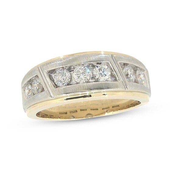 Previously Owned Men's Diamond Wedding Band 1 ct tw Round-cut 10K Two-Tone Gold