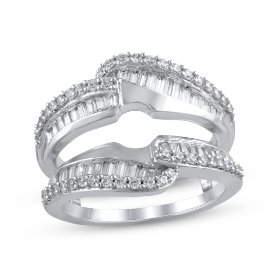 Previously Owned Diamond Enhancer Ring 1 ct tw Baguette & Round-cut 14K White Gold